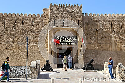 Dubai, UAE - February 14,2022: Al Fahidi Fort the oldest existing building in Dubai, itâ€™s now the Dubai Museum. Itâ€™s Editorial Stock Photo